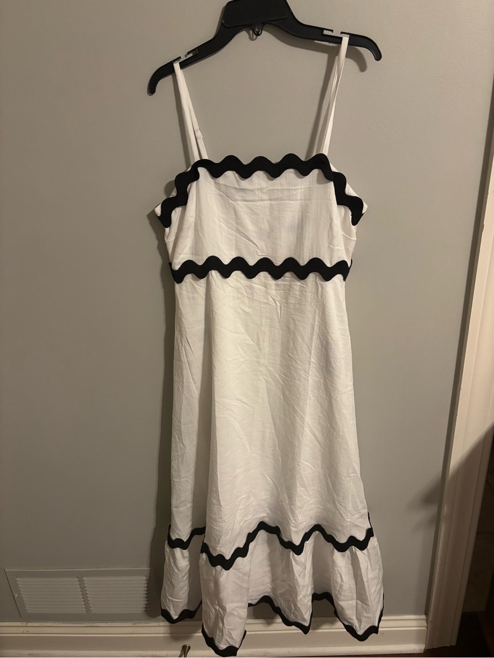 Amazon White Maxi Dress with Black Scalloped Trim
